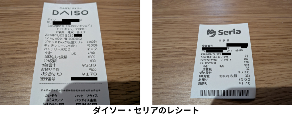 ダイソー・セリアで追加購入したねぎ栽培用の追加資材のレシート