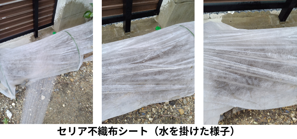 セリア不織布シート水を掛けた様子