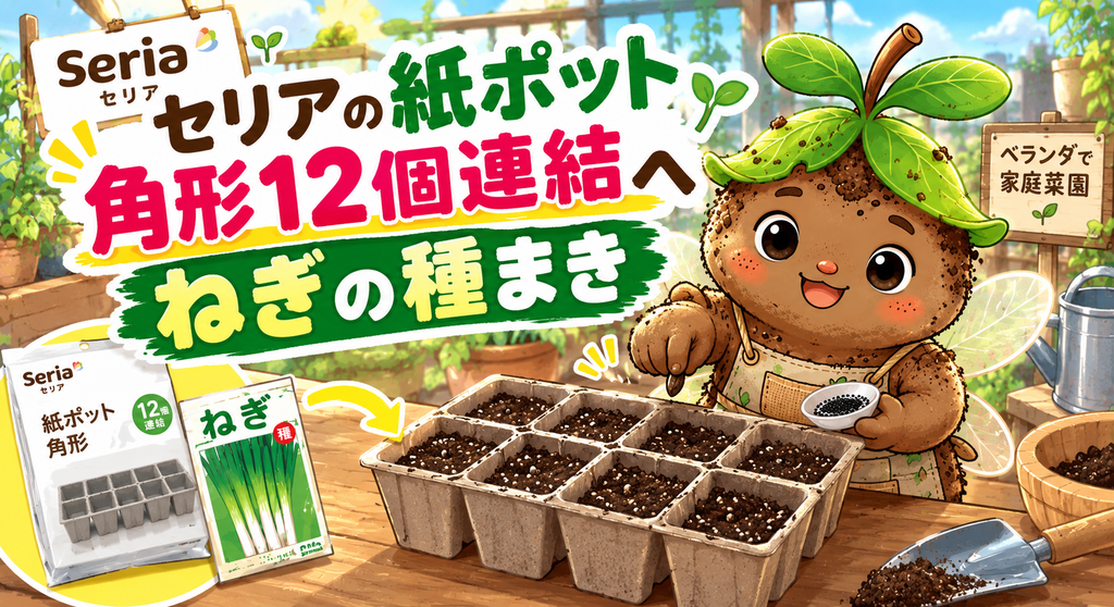セリアの紙ポットでねぎの種まき