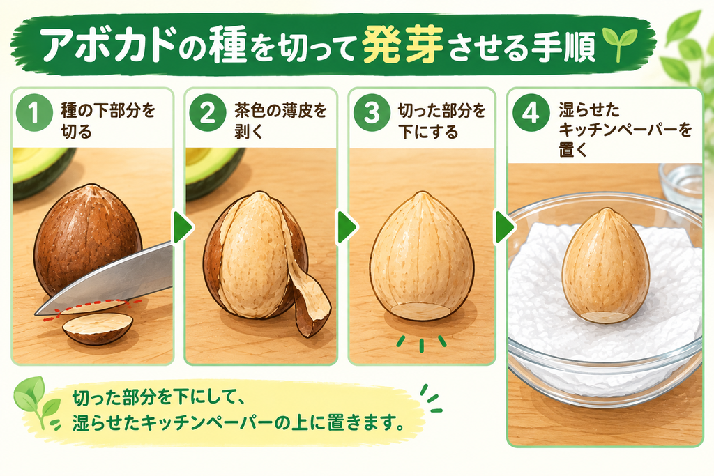アボカドの種を発芽させる手順