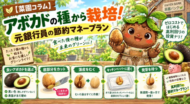 アボカドの種から始める節約菜園