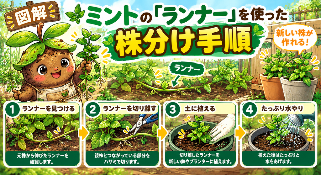 ミントのランナー株分け手順ガイド